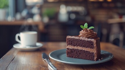 Chocolate Cake Slice and Coffee