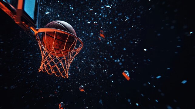 Basketball Swish With Dramatic Lighting