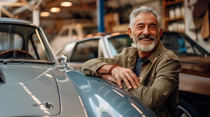 Proud Presentation of a Cherished Classic Car by a Mature Gentleman