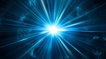 Fototapeta premium Radiant Blue Beaming Light Bursts on Dark Futuristic Background