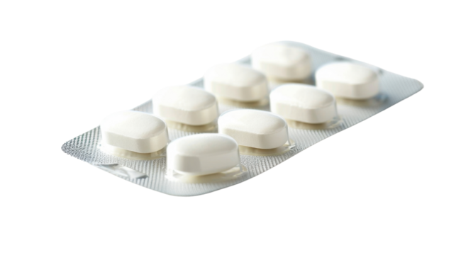 Tablets in strip isolated on white background