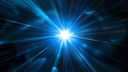 Obraz premium Stunning Blue Beams of Light Erupting from the Center in a Dazzling Galactic Display