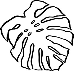 Monstera Leaf Hand Drawn Crayon Icon