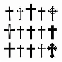 Cross icon, christianity religion symbol, christian sign, cross shape, church emblem, catholicism symbol