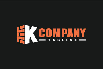 letter k brick building logo
