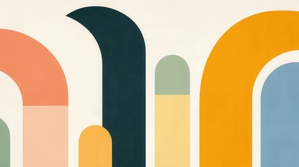 Fototapeta premium Abstract Geometric Shapes Colorful Arcs Modern Minimalist Design