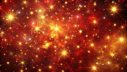 Crimson Cosmos A mesmerizing image of a deep red nebula filled with shimmering gold stars, space, cosmos, nebula, red
