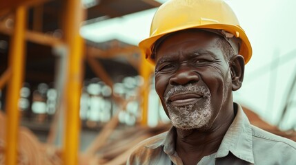 Senior African male engineer leading community-driven engineering projects, collaborating with local stakeholders to improve infrastructure.