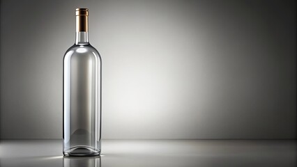 A clear glass wine bottle with a sleek, elegant design, wine, bottle, alcohol, beverage, glass, container, liquid, drink, red