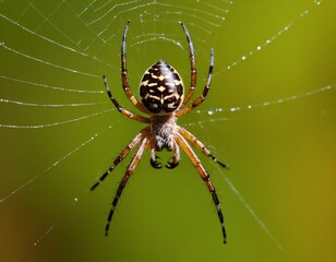 Spider on the web close-up. Ai generated image.