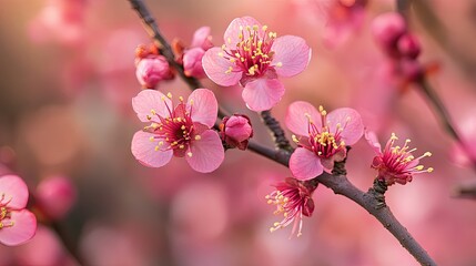 Close-up of early blossoms, capturing the vibrant colors of natures first blooms.