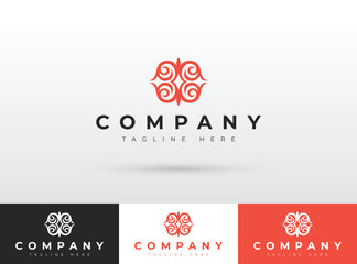 Kazakh national ornament logo design. Branding template for Kazakhstan. Modern logo sign, symbol, icon, creative element. Abstract ornament shape logo design. Graphic vector illustration. 