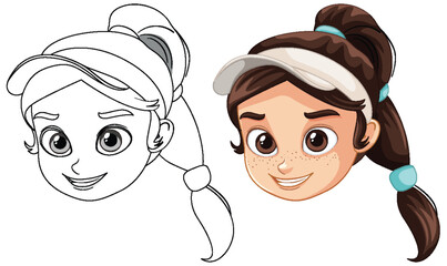 Smiling Tennis Girl Illustration
