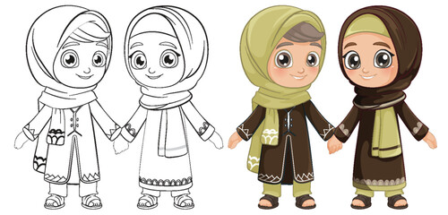 Muslim Children Holding Hands