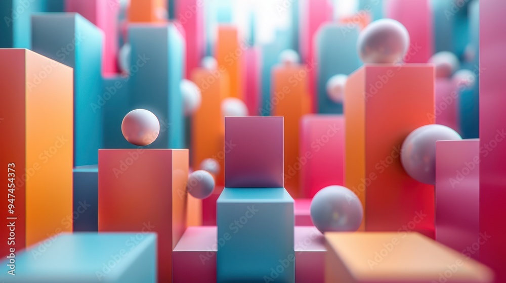 Wall mural dynamic geometric 3d animation