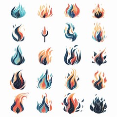 Fire icon, flame bonfire sign, campfire symbol, burn graphic element, fire emblem, grill pictogram