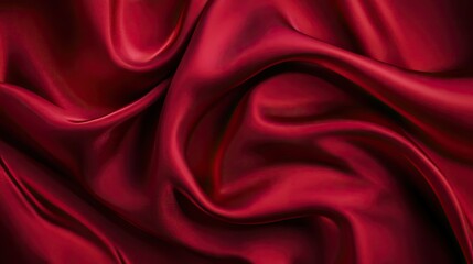 Obraz premium Silky, flowing satin fabric in multiple shades of red, captured in a flat lay for a rich, luxurious background.