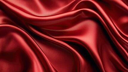 Obraz premium Silky, flowing satin fabric in multiple shades of red, captured in a flat lay for a rich, luxurious background.