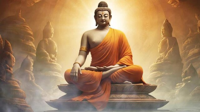 buddha in meditation With smooth looping video with 4K animation 