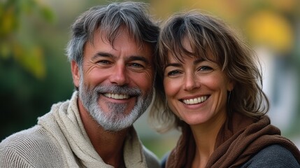 Fototapeta premium A man and woman are smiling at the camera