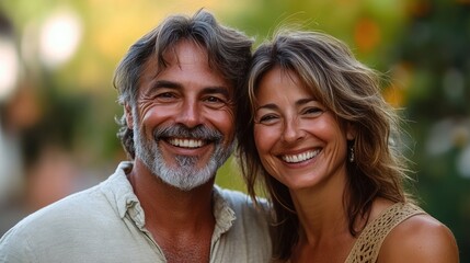 Fototapeta premium A man and woman are smiling at the camera