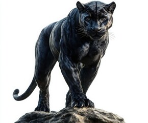 Fototapeta premium Black Panther, a full-body shot isolated on a white background