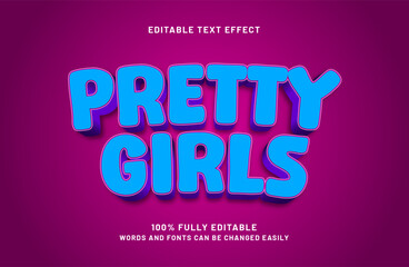 pretty girls editable text effect in happy and kids text style