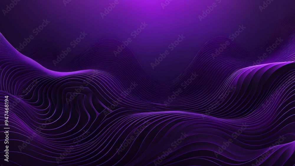 Wall mural vibrant dark purple gradient graphic background with flowing geometric patterns