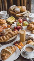 healthy breakfast,  pastries, bread, nutritious, balanced meal, morning, fresh, fruit, template