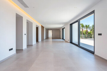 Obraz premium Mediterranean luxury property with stylish design in earthy tones. Luxury Real Estate concept image.