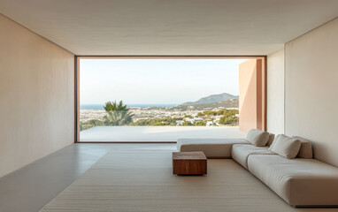 Fototapeta premium Mediterranean luxury property with stylish design in earthy tones. Luxury Real Estate concept image.