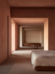 Fototapeta premium Mediterranean luxury property with stylish design in earthy tones. Luxury Real Estate concept image.