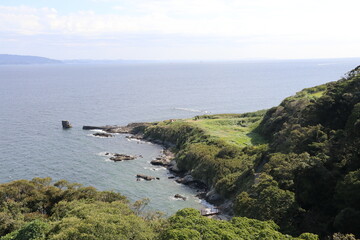  東京湾の風景（横須賀）。観音崎灯台からの眺望。