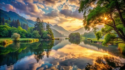 Obraz premium * Nature's canvas stretches before me, a masterpiece of hues and textures, inviting me to become one with the harmony of creation.