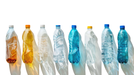 Used plastic bottles isolated on white background