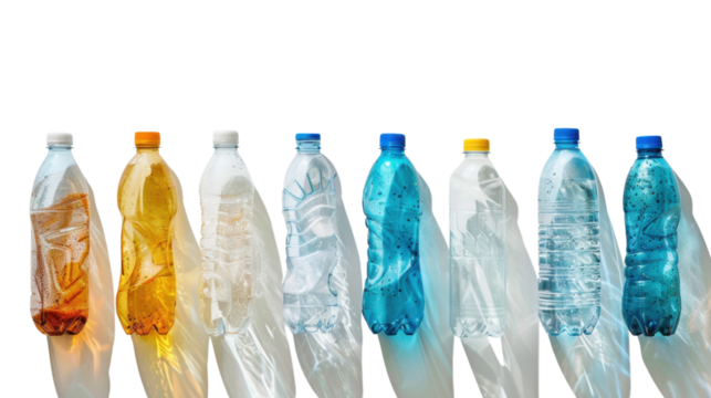 Used plastic bottles isolated on white background