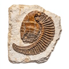 Close-up of Corynexochida Fossil from the Cambrian Period on Textured Stone, Showcasing Intricate Fossilization Patterns.