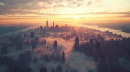Cityscape Fog Sunrise