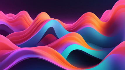 3d neon abstract gradient wave background. abstract neon background concept. Ai generative	