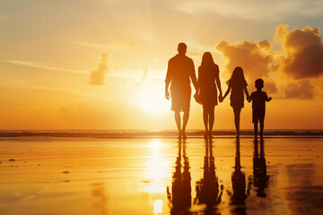Fototapeta premium Family came on vacation at sea. Summer beach vacation concept. 