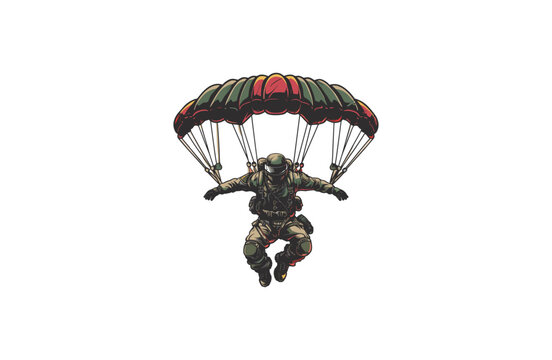 Paratroopers logo style icon design template flat vector