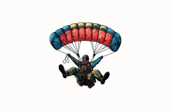 Paratroopers logo style icon design template flat vector
