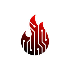 Illustration vector graphic of fire technology ai logo design