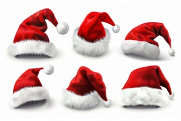 Santa hat icon, christmas hat, santa claus cap , red holiday costume symbol, xmas hat sign on white