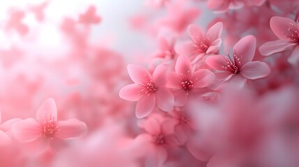 Ethereal Sakura Blossoms Soft Pink Petals Against Tranquil White