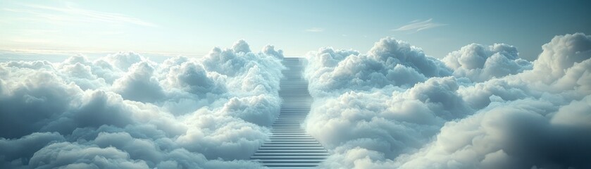 Breathtaking view of fluffy clouds under a serene blue sky, evoking a sense of peace and tranquility.