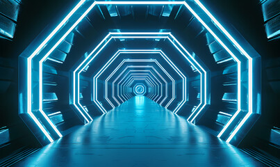 blue corridor in building