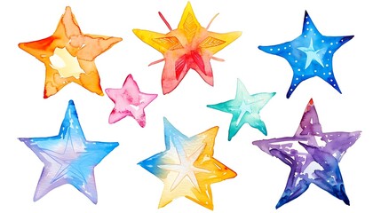 Obraz premium Watercolor Rainbow Stars