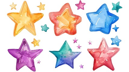 Watercolor Rainbow Stars