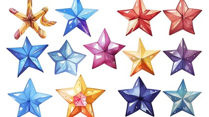 Obraz premium Watercolor Rainbow Stars